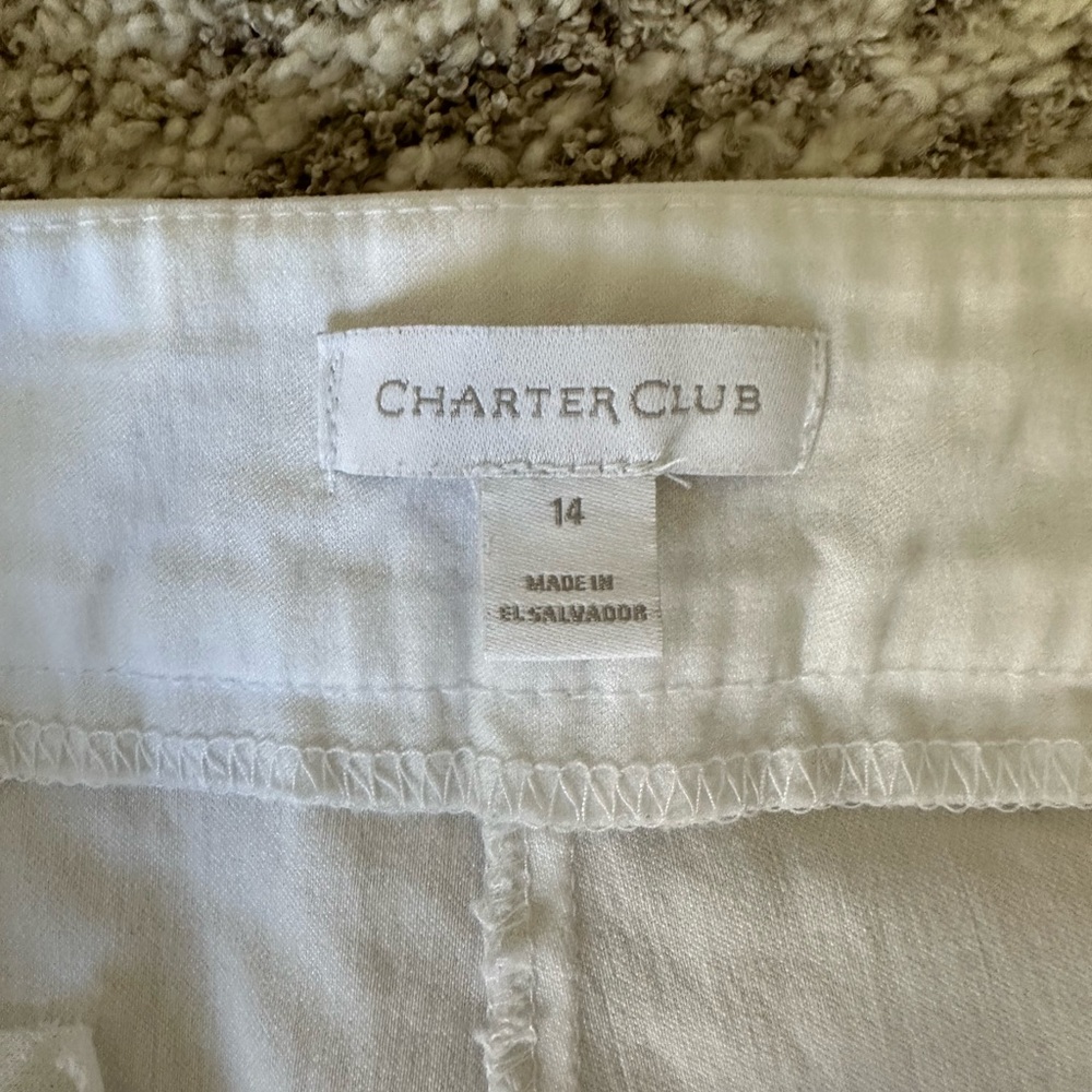 Charter Club Women's stretch Tummy Control Cropped Pants White Size 14 - Picture 9 of 9